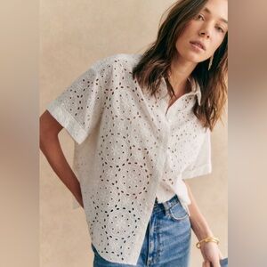 White Eyelet Short Sleeve Top